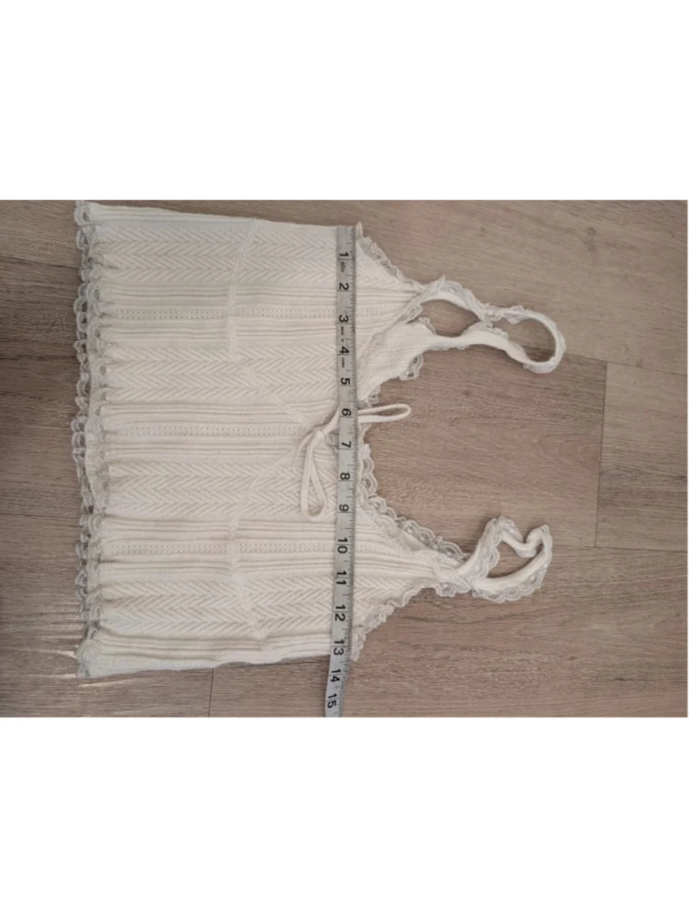 Women's For Love & Lemons White Lace Trim Knit Tank Top L Dainty Romantic - Picture 7 of 8